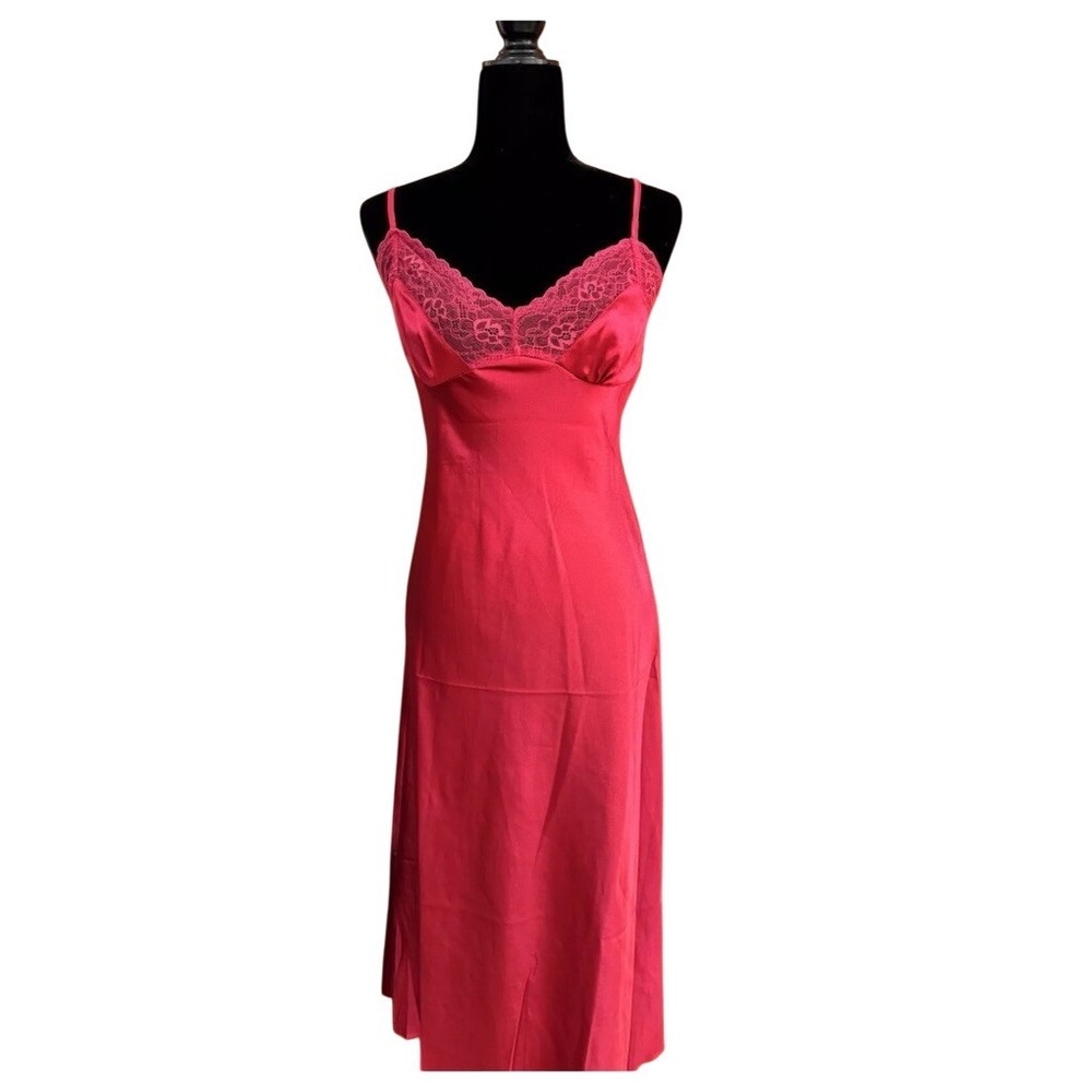 Vintage Style Lace Slip Dress Chemise Gown Midi Small Stretch Midi Slip Sexy